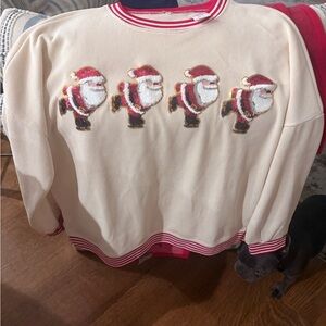 Womens Cream Santa Sweater